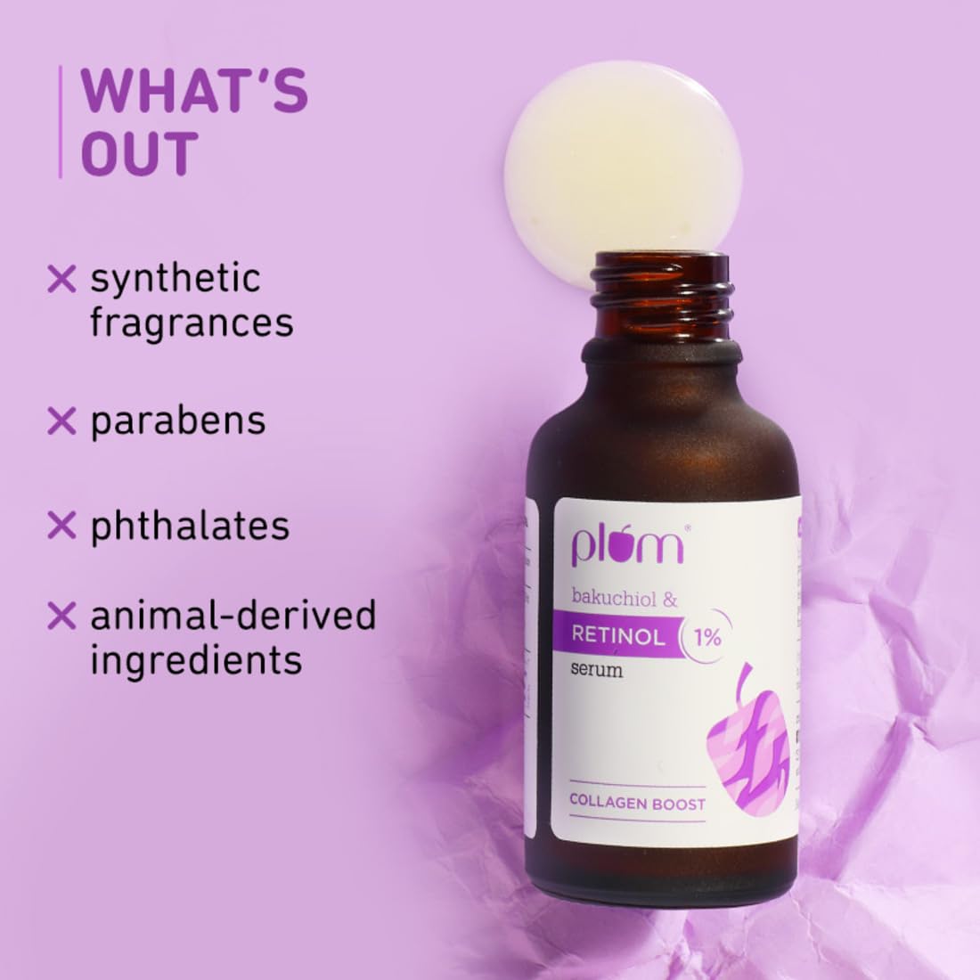 Plum 1% Retinol Anti Aging Night Face Serum with Bakuchiol , 20 ml