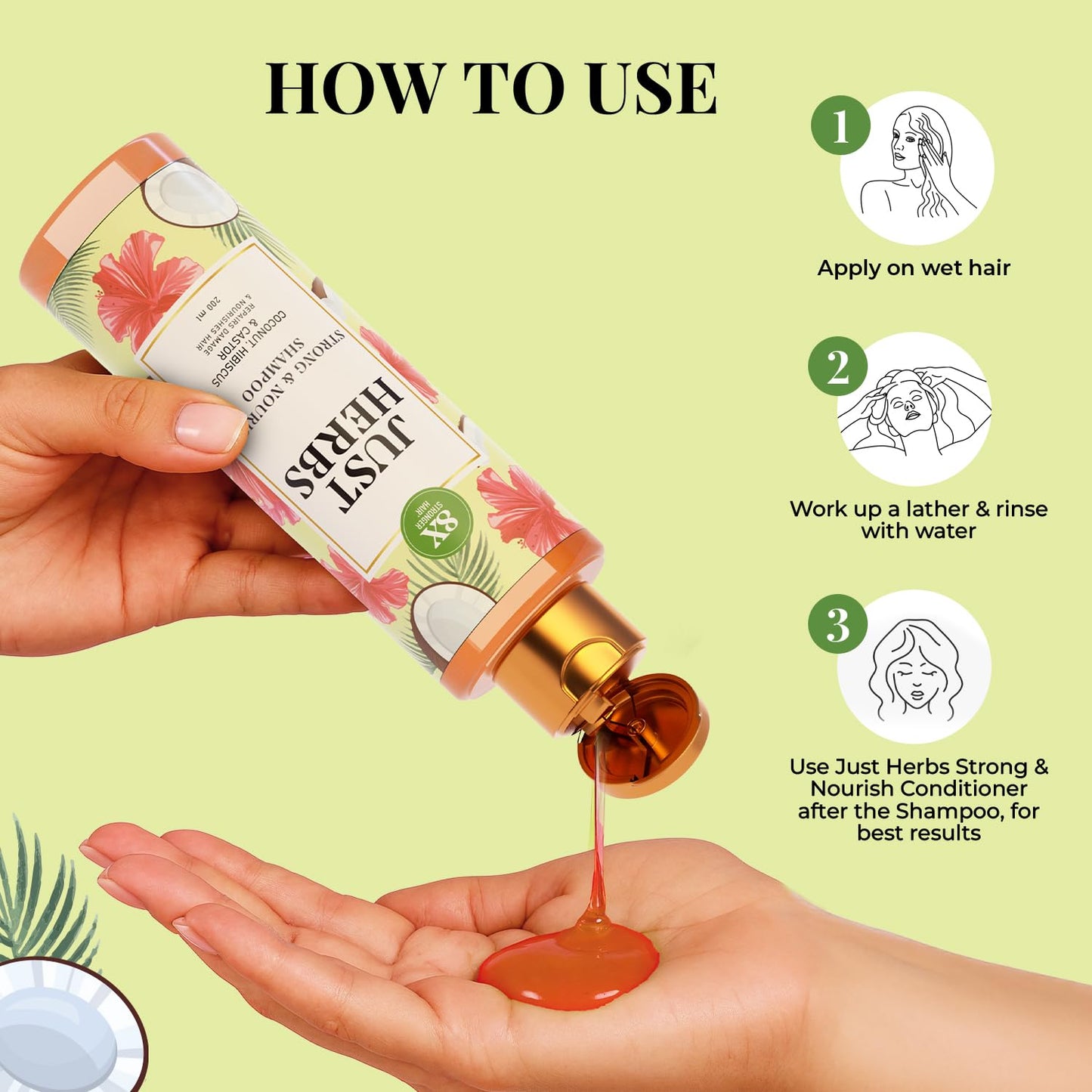 Just Herbs Castor and Black Onion Seed Sulfate Free Shampoo 200 ml