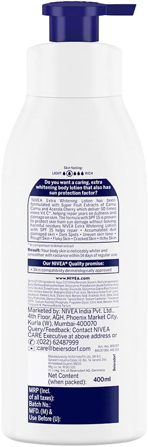 NIVEA Extra Whitening Cell Repair Body Lotion (SPF 15), 400ml