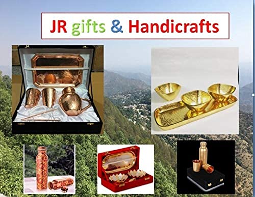 R Ayur. Copper Water Bottle, 1000 ml,(Bottle With 2 Glass) In velvet gift box