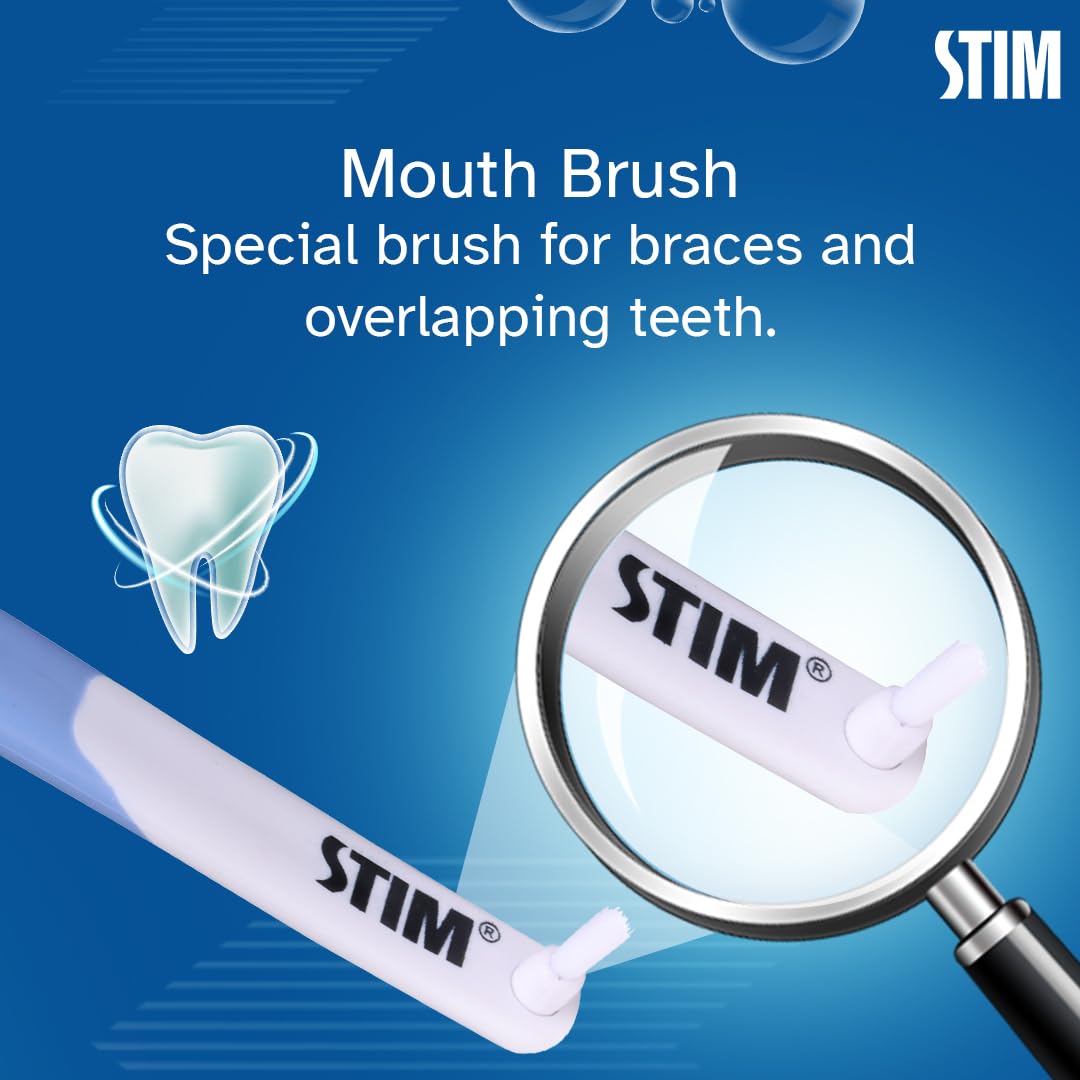 STIM Ortho Mb Toothbrush Pack Of 2 Toothbrush For Braces Super Soft Bristles, adult, manual, Multi-Coloured