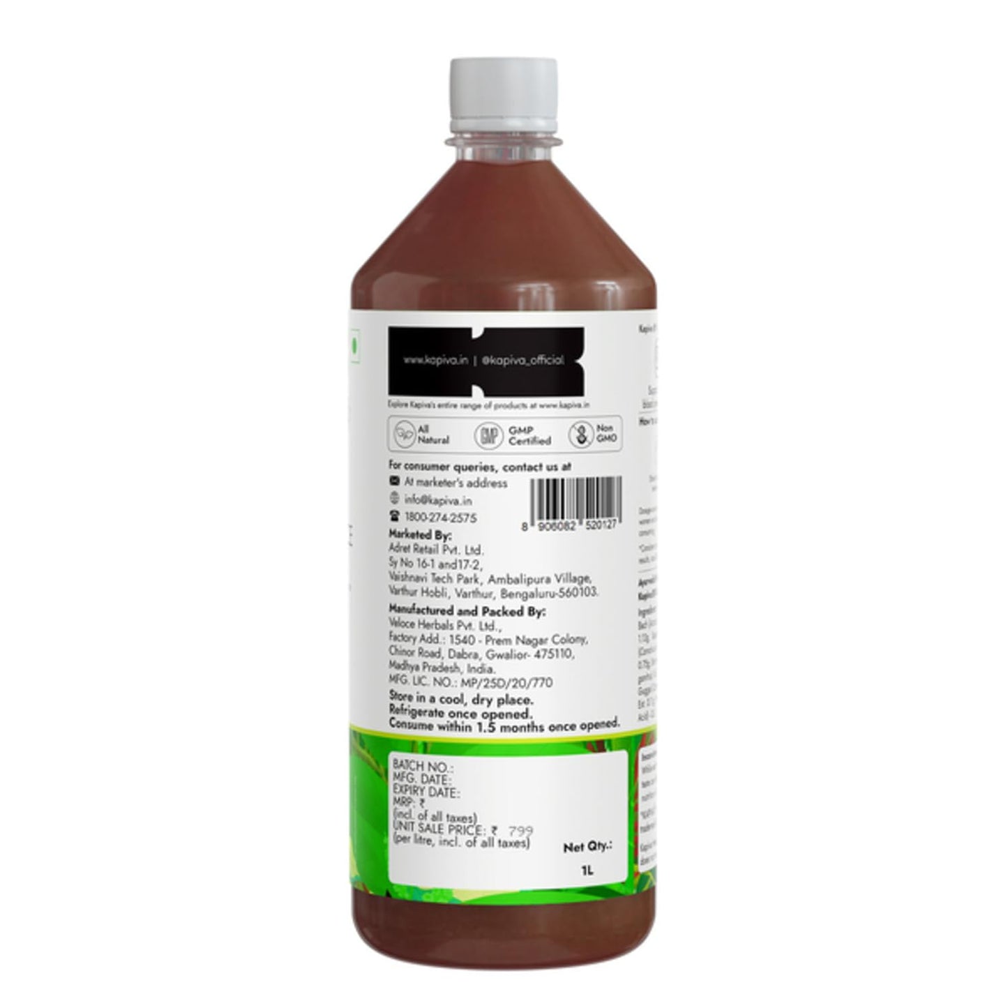 Kapiva BP Care Juice - 100% Ayurvedic Juice for Controlling Blood Pressure & Cholesterol Level | Arjuna, Shankhpushpi & 8 Other Herbs 1 Litre