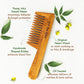 Nat Habit - Kacchi Neem Wooden Comb - Soaked In 17 Herbs, Neem & Sesame Oil For Multi-Actions - Detangling, Frizz Control & Shine (Dual Tooth, Fine Tooth & Wide Tooth) Combo Pack of 3