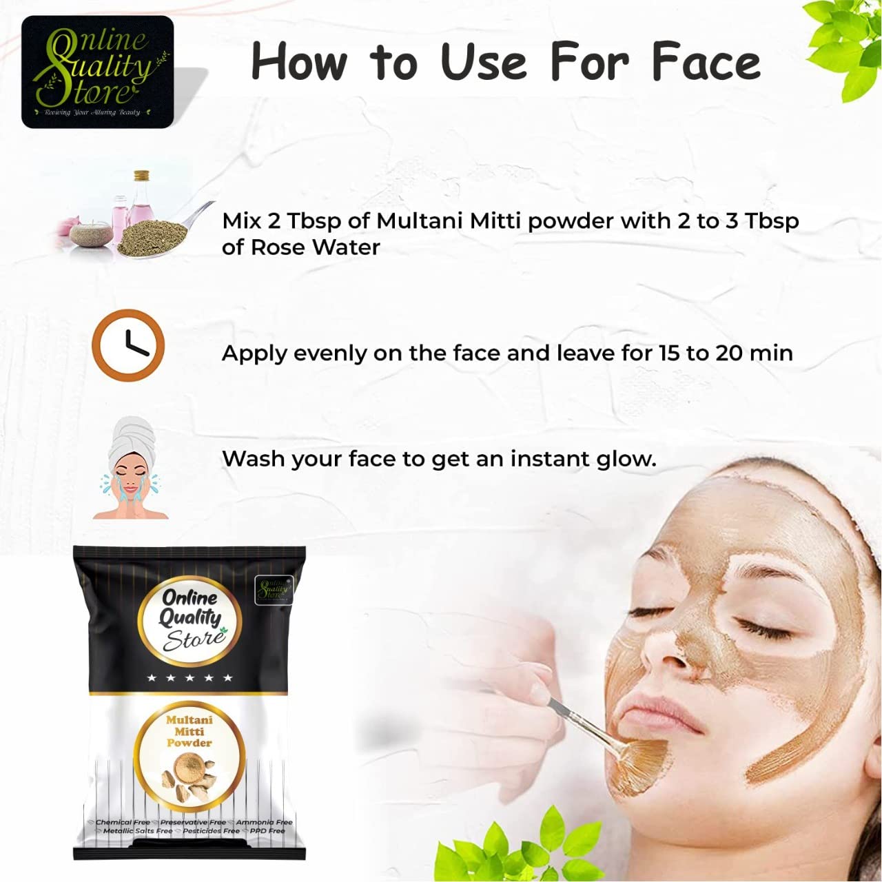 Online Quality Store herbal powder combo for hair and face -100g |Natural Multani Mitti powder for Face Pack