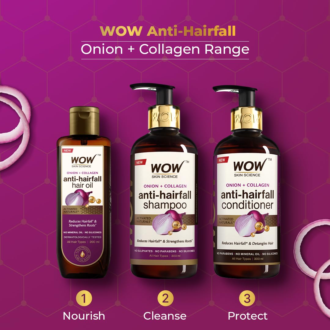 WOW Onion Hair Oil With Black Seed Oil Extracts Controls Hair Fall No Mineral Oil, Silicones & Synthetic Fragrance 200 ml, 6.76 Fl Oz