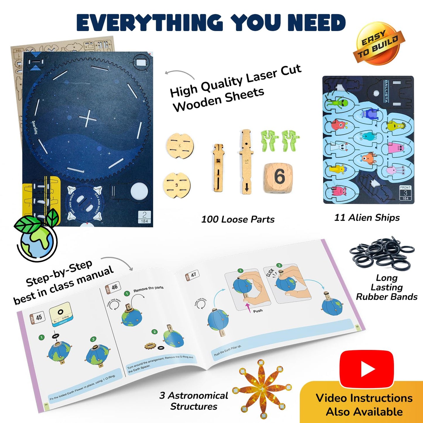 Smartivity Earth-Sun-Moon Space Toy for Kids 8-10-12-14 Years Old | Interactive 3D Model Kit
