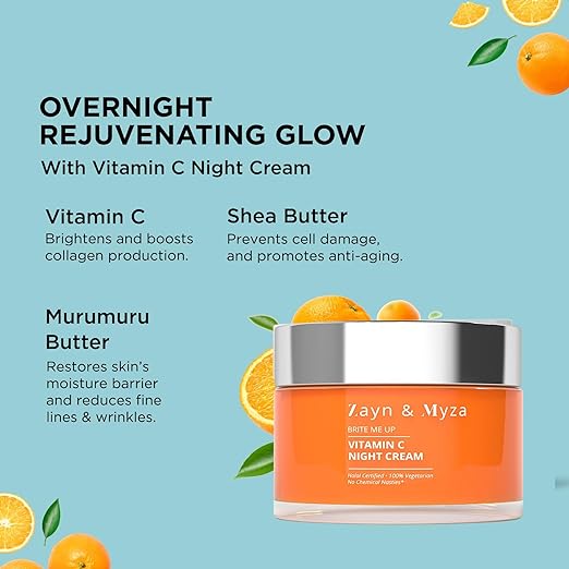 Zayn & Myza Vitamin C Brightening Skin Care Range, Face wash with Serum, Day Cream & Night Cream for Men & Women combo (Set of 4)