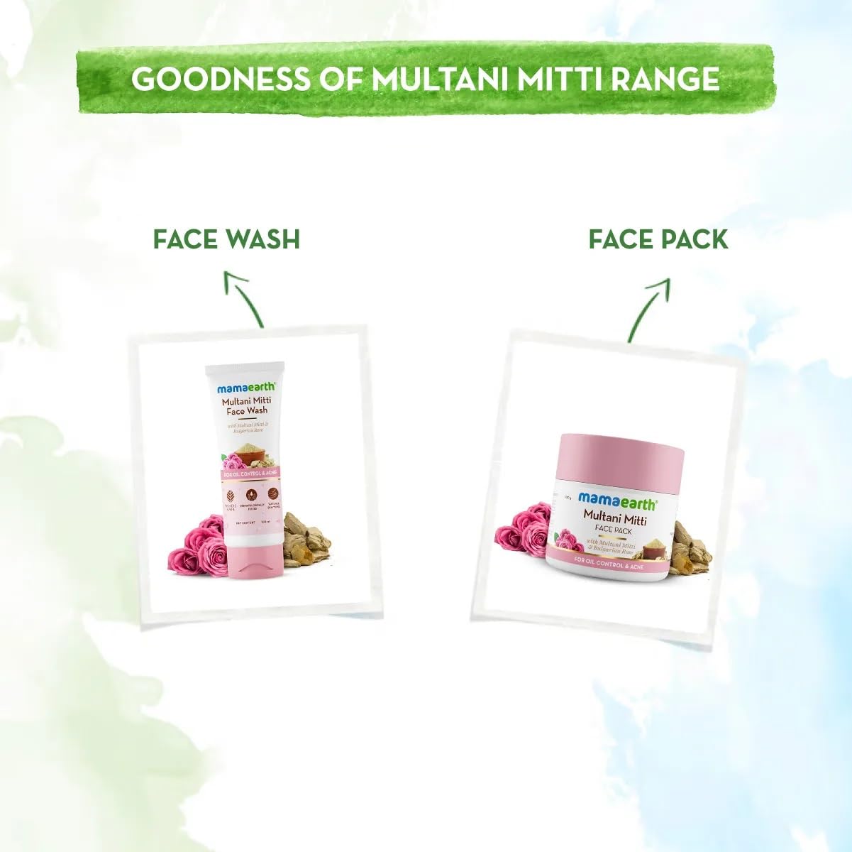 Mamaearth Multani Mitti Face Wash with Multani Mitti & Bulgarian Rose For Oil Control & Acne | Suits All Skin Types | Hydrating & Gentle | Paraben-Free | No Silicones | Sulphate-Free | For Men & Women | 100 ml