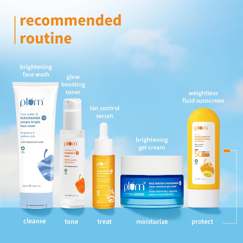Plum Yuzu & Alpha Arbutin Fluid Sunscreen SPF 50 PA++++ | Boosts Glow & Skin Barrier | Fade Tan & Dark Spots | Quick-Absorbing | No White Cast & Non-Greasy | Women & Men | for All Skin Types | 50g
