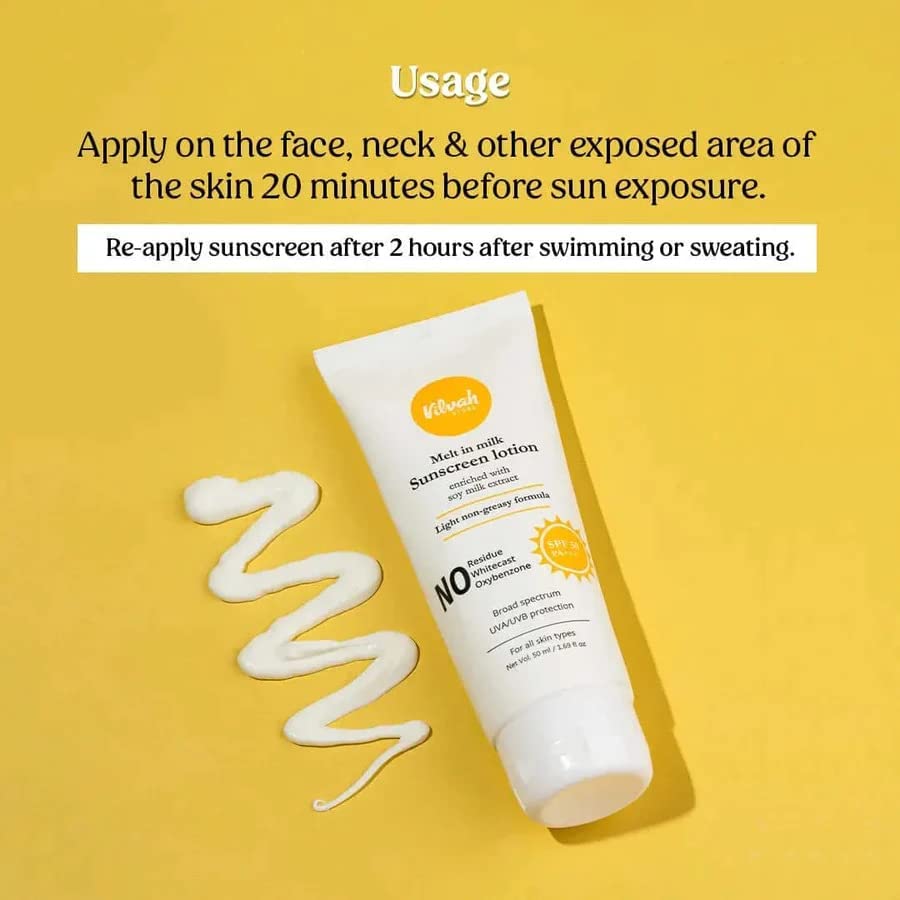 vilvah STORE Vilvah Melt-In-Milk Sunscreen For All Skins Spf 50 Pa+++ With Soy Milk Extract Lightweight, No White Cast Protects Skin From Dangerous Uva, Uvb & Blue Light For Men & Women, 60Ml