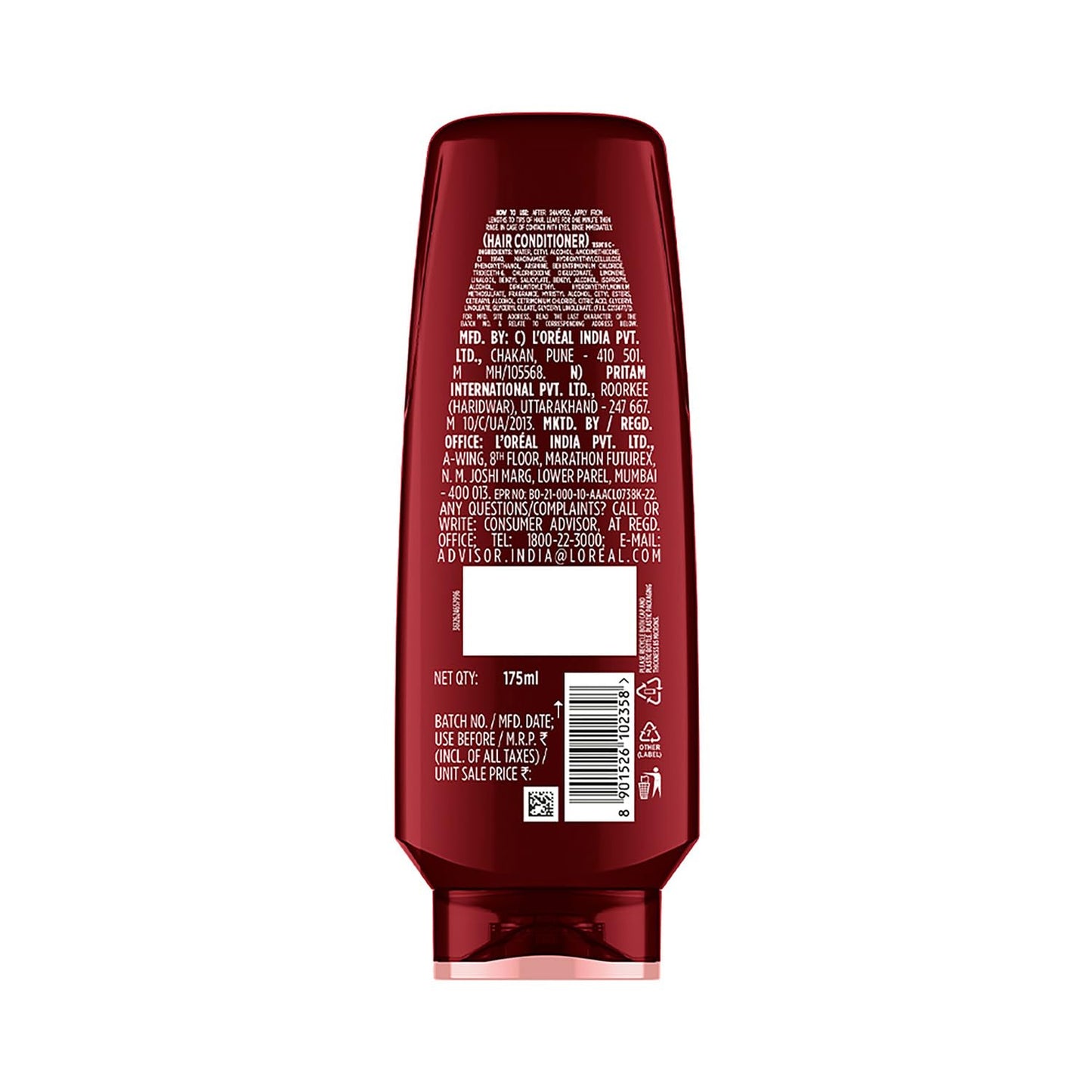 Loreal Paris Anti-Hair Fall Conditioner, Reinforcing & Nourishing, 180 ml