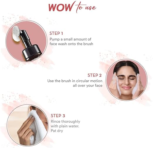 WOW Skin Science Apple Cider Vinegar Foaming Face Wash - No Parabens, Sulphate, Silicones & Color (with Built-in Brush) - 150ml