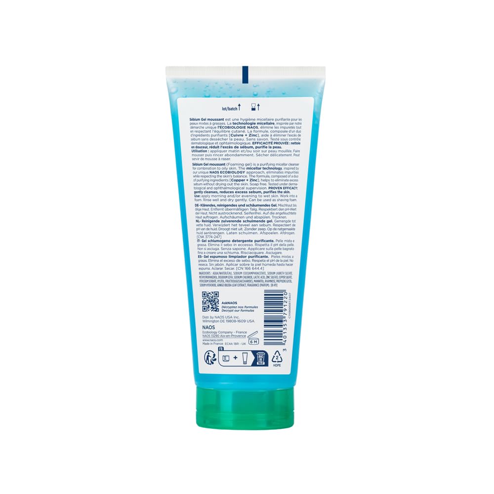 Bioderma Sebium Gel Moussant Purifying Cleansing Foaming Gel Combination To Oily Skin, 100ml