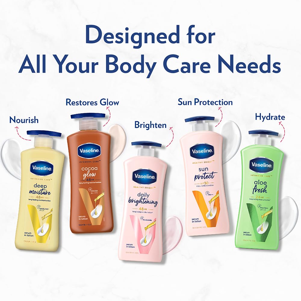 Vaseline Cocoa Glow Serum In Lotion, 400 ml | 100% Pure Cocoa & Shea Butter