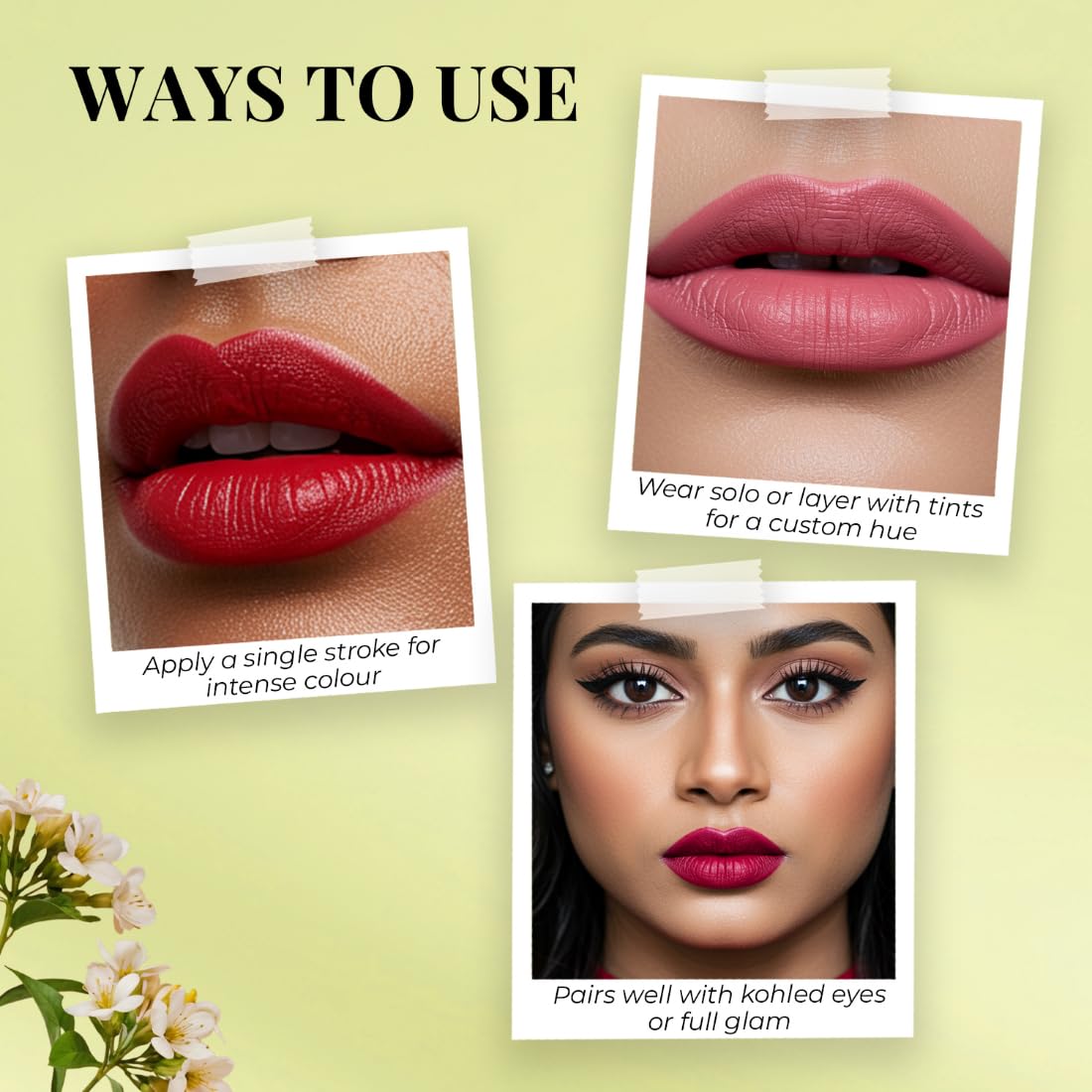 Just Herbs Herb Enriched Matte Liquid Lipstick, Set of 5, Deeps and Reds