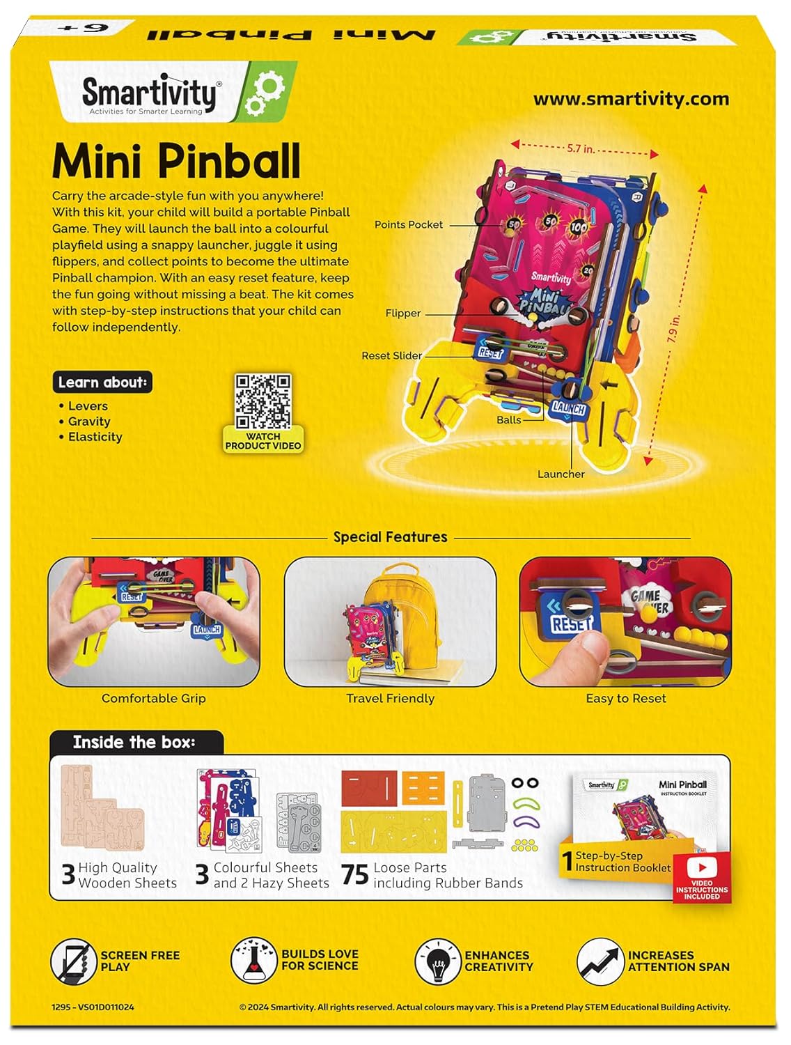 Smartivity DIY Pocket Pinball for Kids Ages 6 to 12 Years | Hand-Held Exciting Arcade Game