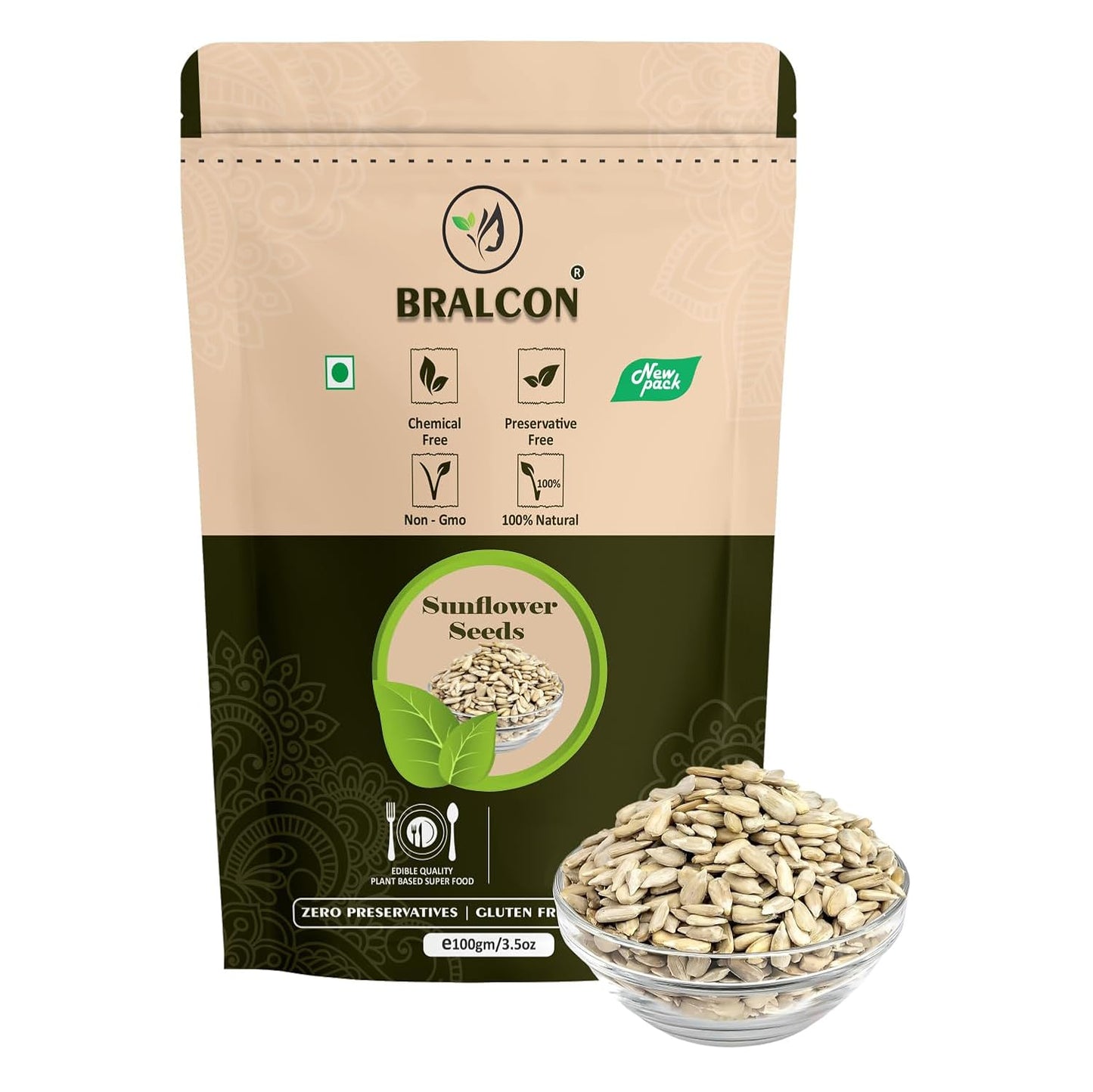 BRALCON Seeds Combo of Chia, Watermelon, Pumpkin, Sunflower, Flax Seeds - 500g (5 x 100g Each Pack) | Unroasted Mix Seeds for eating with Omega 3 and rich in Fiber, Protein for Weight Loss