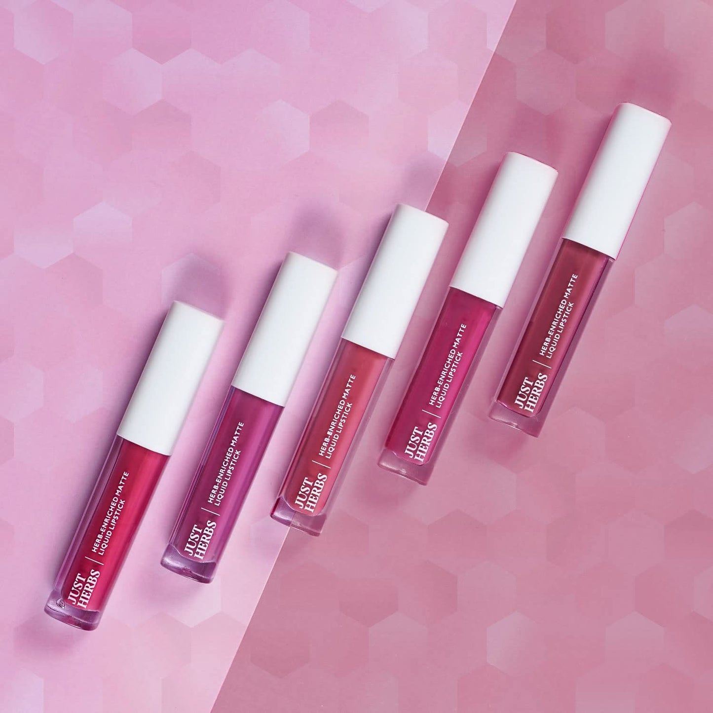 Just Herbs Ayurvedic Liquid Matte Lipstick Kit Set Of 5, Brights & Pinks, 5 ml (Pack of 2)