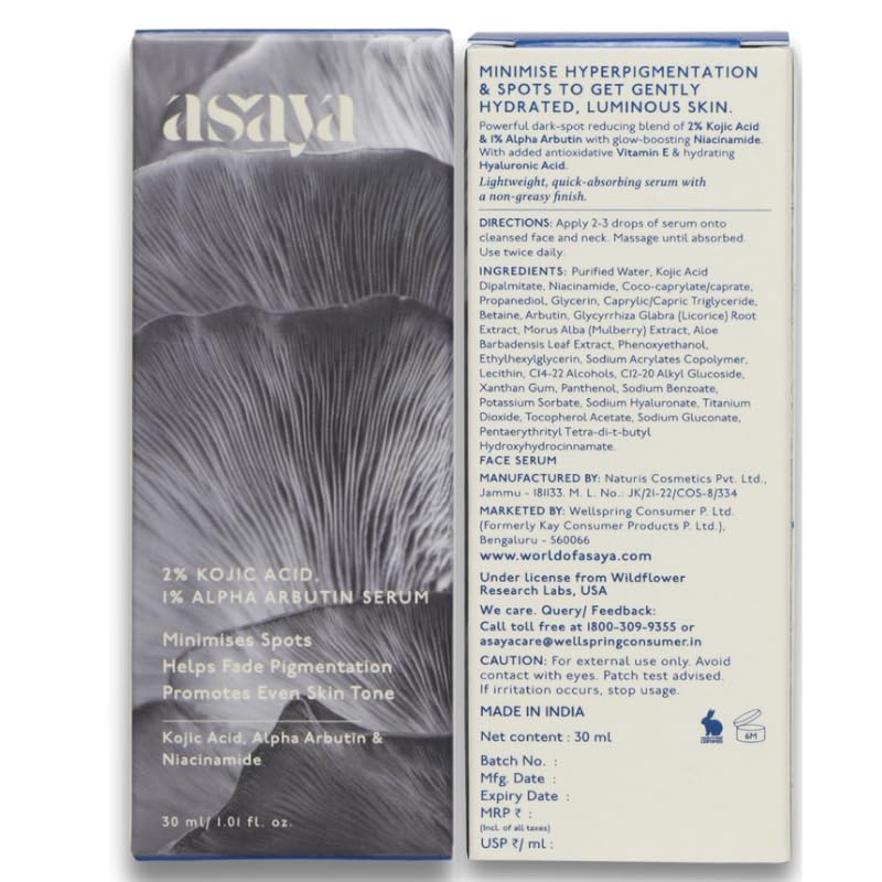 Asaya 2% Kojic Acid + 1% Alpha Arbutin Face Serum 30 ml