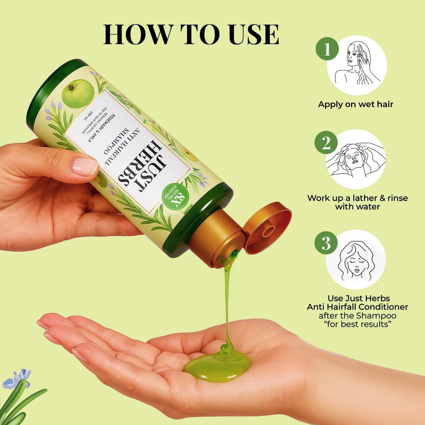 Just Herbs 8 in 1 Root Nourishing Amla Neem Hair Fall Control Shampoo 200 ml