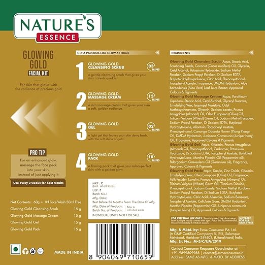 Nature's Essence Glowing Gold Facial Kit - 60g+15ml