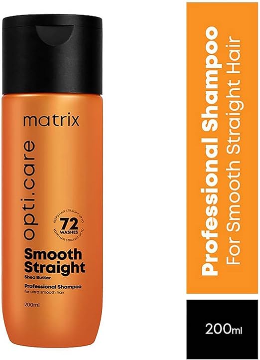 Matrix Opti Care Smooth Straight Professional Shampoo for Ultra Smooth Frizz free Hair with Shea Butter, Paraben Free, 200ml, Multi