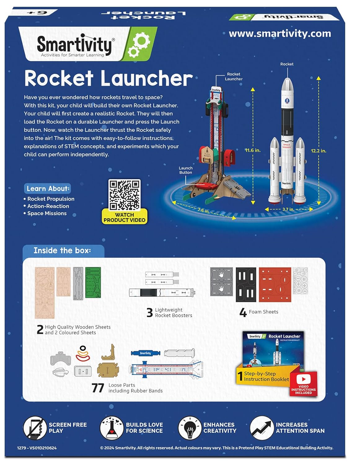 Smartivity Rocket Launcher Kit for Kids 6, 7, 8, 9, 10, 11, 12 Years Old | Build Your Own Rocket and Launcher