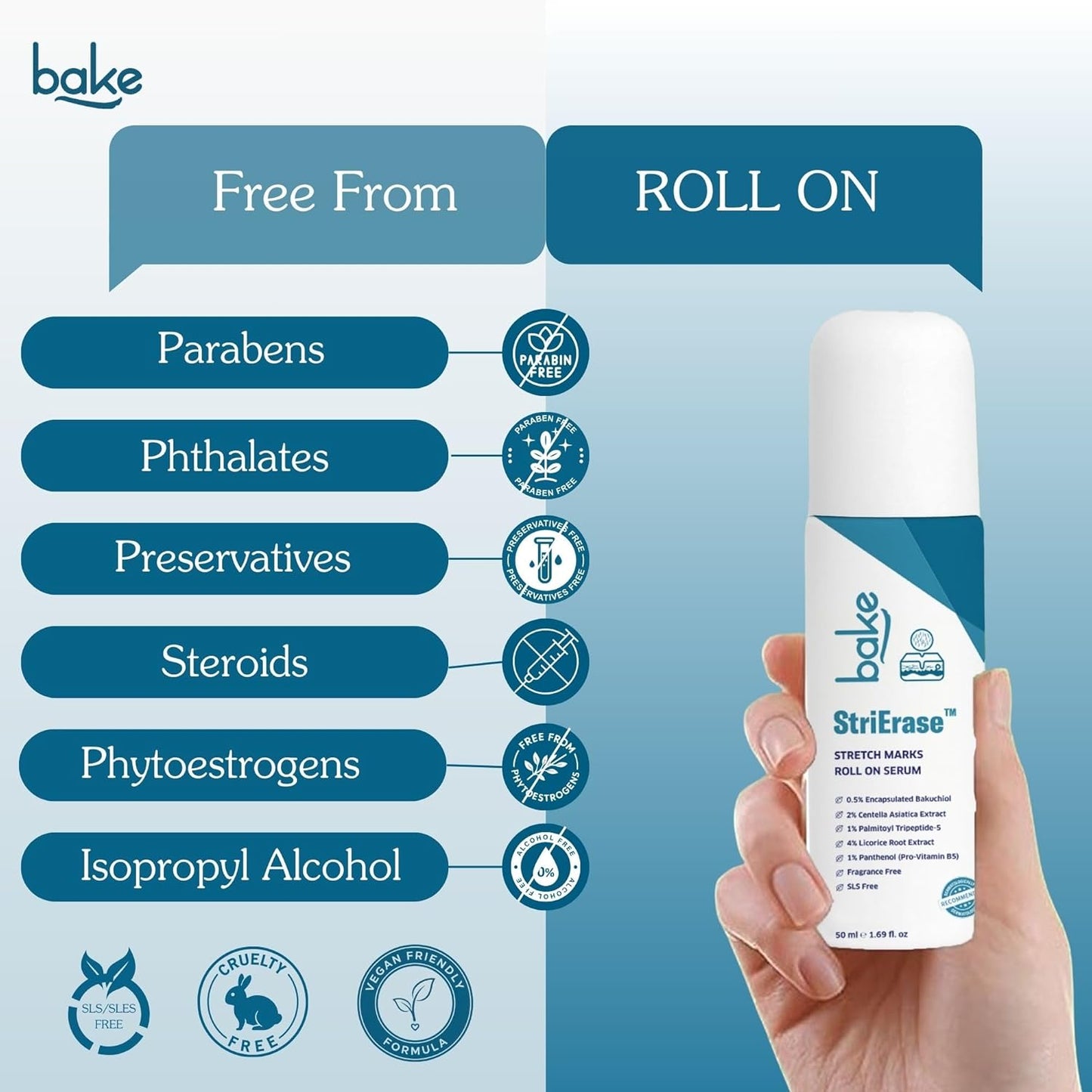 Bake StriErase Stretch Marks Removal Roll On Serum, 50 ml