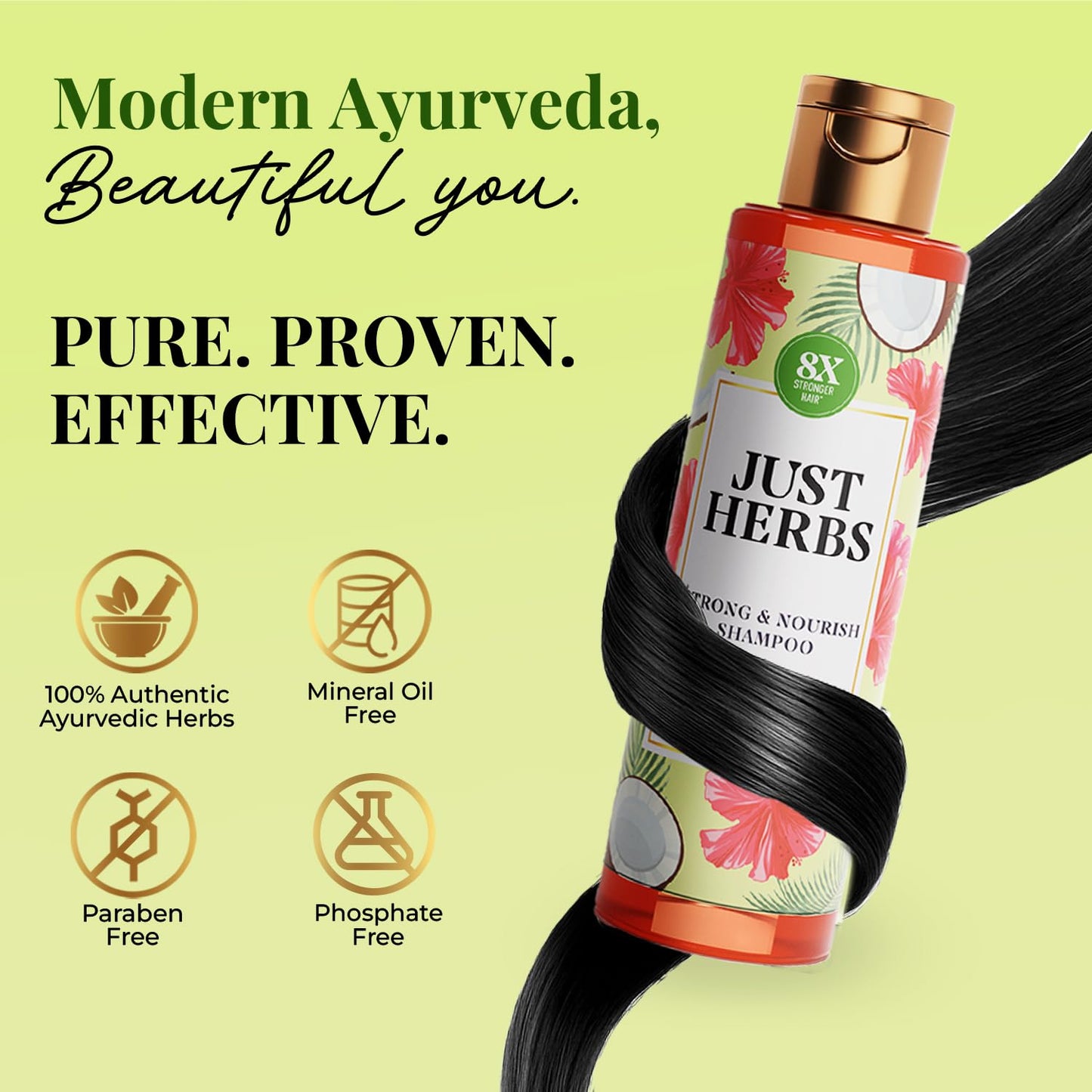 Just Herbs Castor and Black Onion Seed Sulfate Free Shampoo 200 ml