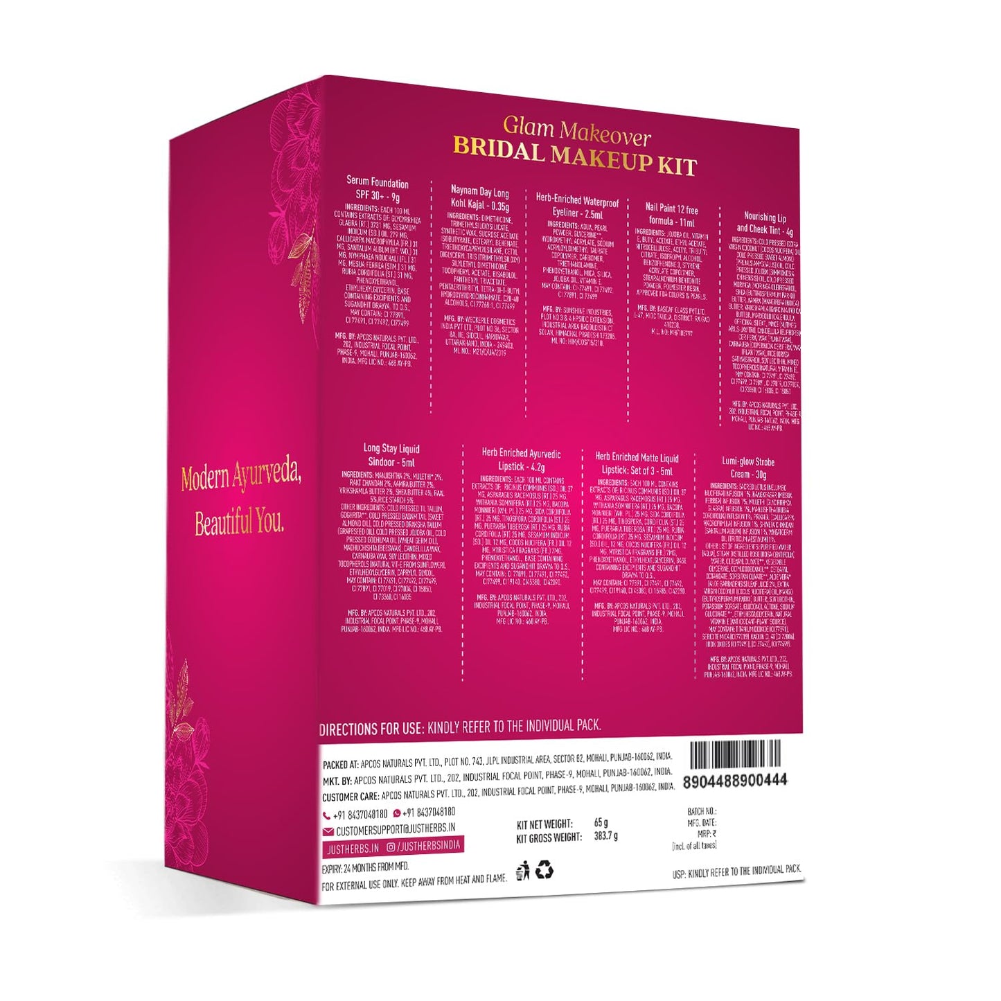 Just Herbs Wedding Kit Glam Essentials With Matte Lipstick (Pack Of 9)
