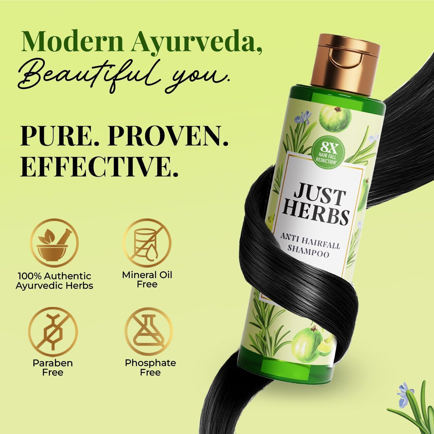 Just Herbs 8 in 1 Root Nourishing Amla Neem Hair Fall Control Shampoo 200 ml