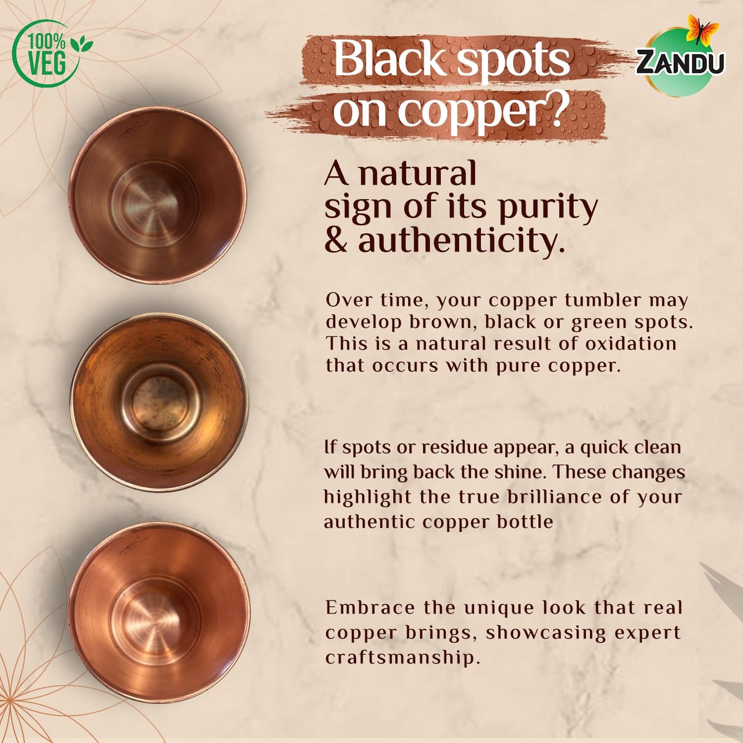 Zandu Copper Bottle 950 ml