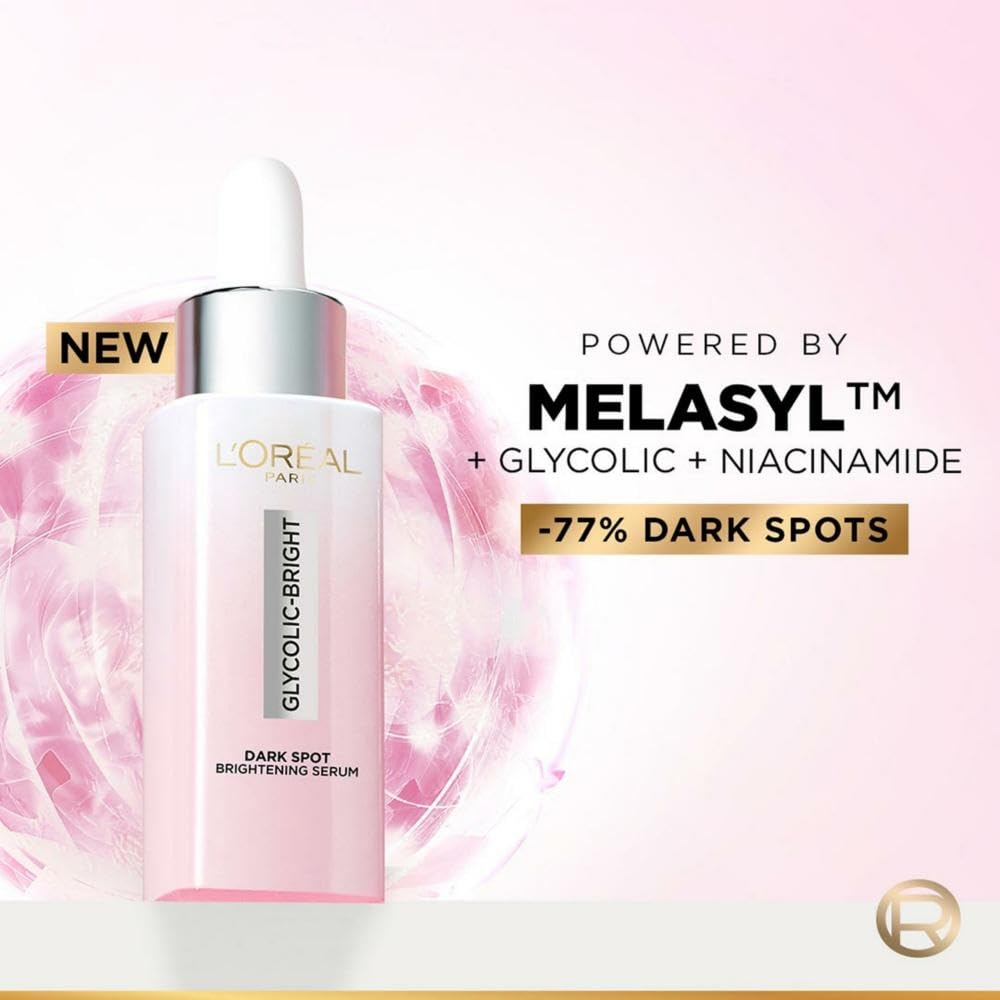 L'Oreal Paris Glycolic Bright 8% [Melasyl + Niacinamide] Face Serum for Brightening Dark Spots 30ml