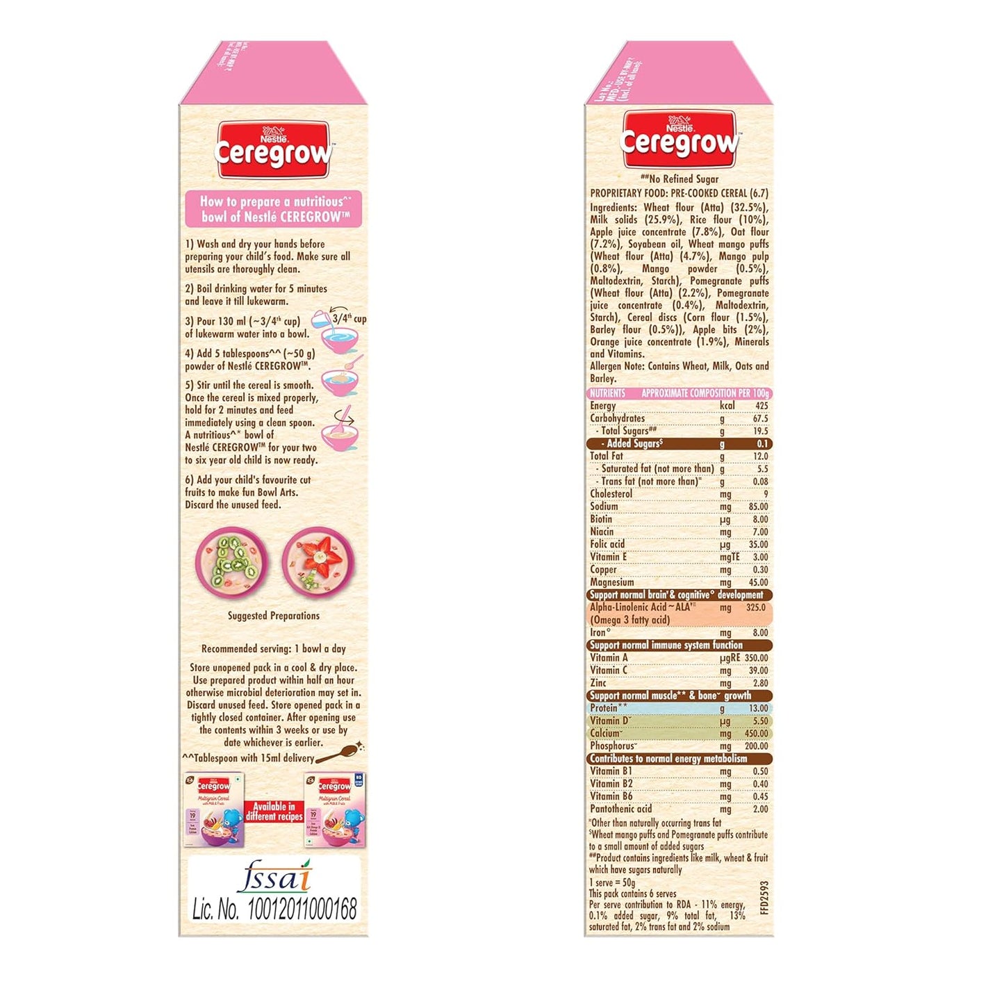 Nestle Ceregrow Multigrain Cereal with Milk & Fruits, Iron, Omega 3, Protein, Calcium, 19 Nutrients, 300 gm