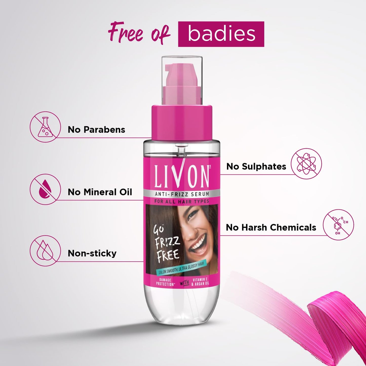 Livon Hair Serum, For Dry & Frizzy Hair | Provides shine, smoothness & damage protection| Leave in serum for women & Men| With Vitamin E & Argan Oil | 100ml (Pack of 2)