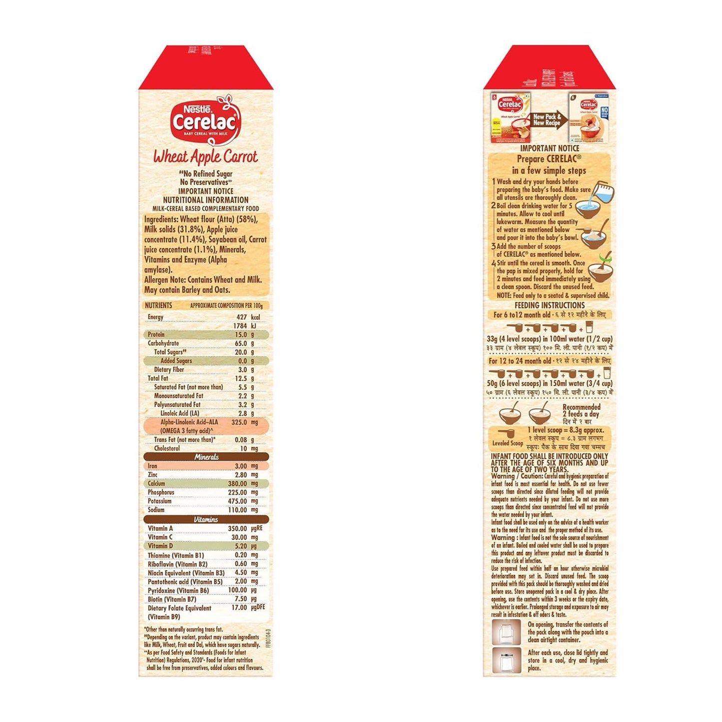 Nestle Cerelac Baby Food Cereal, Wheat Apple Carrot for 6 to 24 Months Baby, 300 gm