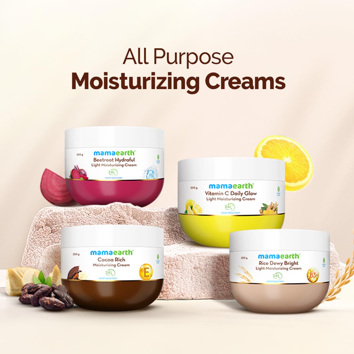 Mamaearth Rice Dewy Bright Light Moisturizing Cream With Rice Water & Niacinamide For Glass-Skin 200G |For Face, Hands & Body|24H Long-Lasting Moisturization