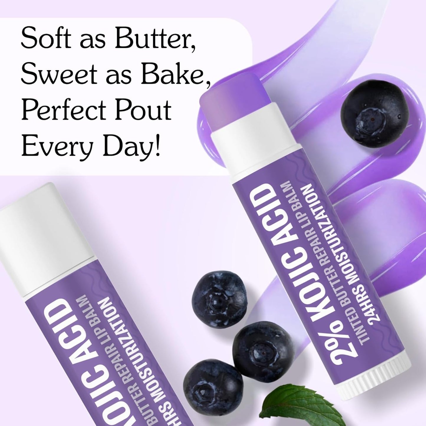 BAKE 2% Kojic Acid Tinted Butter Brightening Lip Balm with 1% Alpha Arbutin & Glycolic Acid 24 Hours Moisturization | For Dark, Pigmented, Dry, Flaky Lips | De-Tan Lip Balm | For Men & Women - 5g