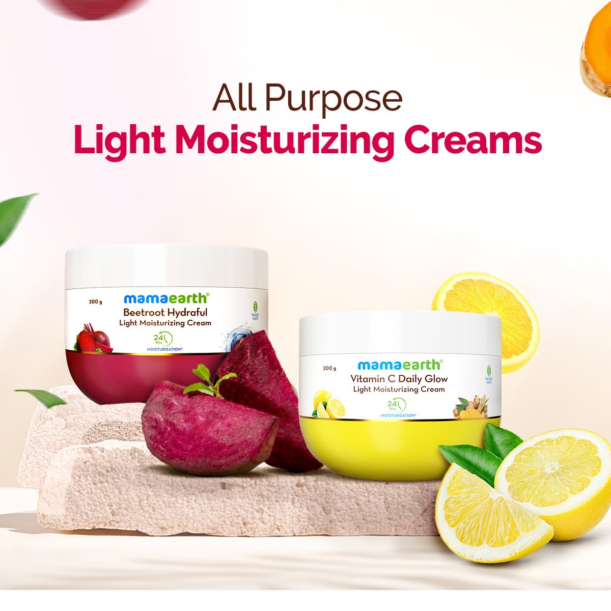 Mamaearth Beetroot Hydraful Light Moisturizing Cream With Beetroot & Hyaluronic Acid|For Hydrated Pink Glow|For Face, Hand & Body|200 G