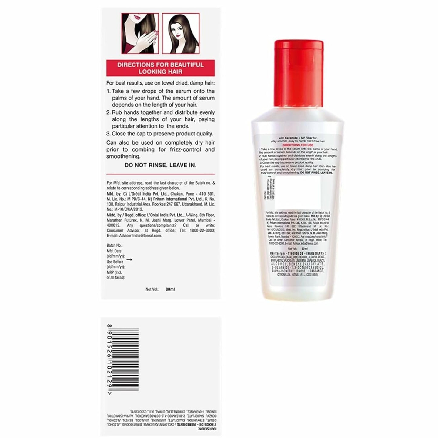 Loreal Paris Total Repair 5 Hair Serum For Damaged Hair, 80 ml