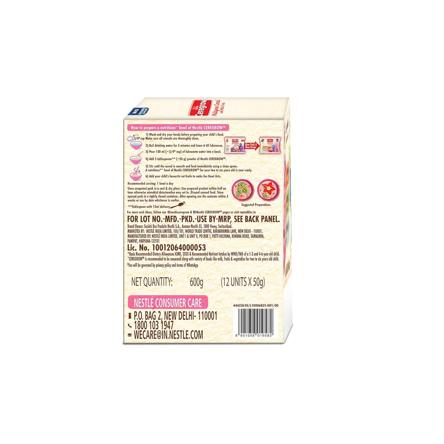 Nestle Ceregrow Multigrain, Milk & Fruits Cereal, Source of Iron,Omega 3, Protein, Calcium, 19 Nutrients, 600 gm