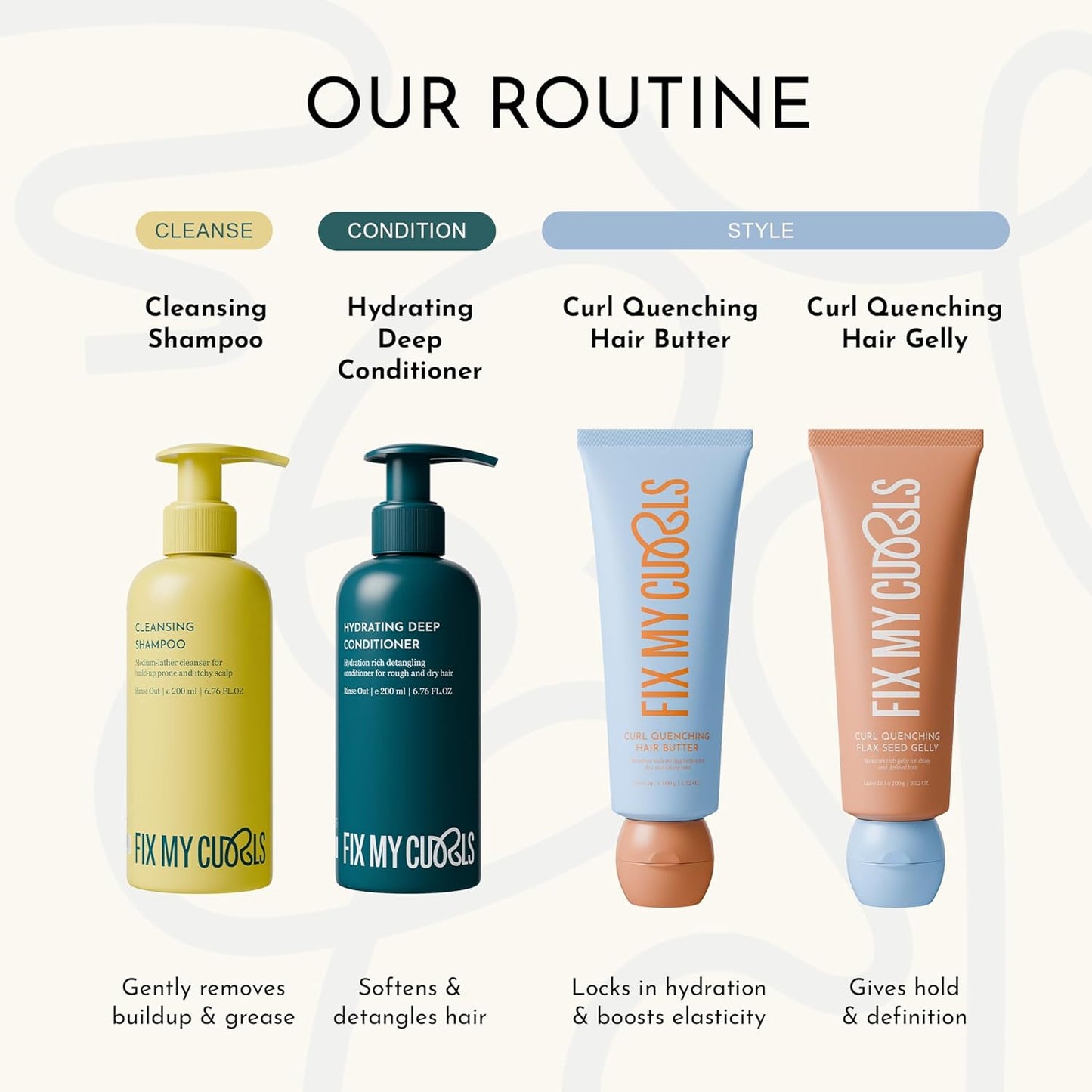 Fix My Curls Curl Quenching Moisture Styling Duo | For Curly, Wavy, Dry, Frizzy Hair| Curl Activator with Chia & Aloe Vera | Silicone Free| 100gm each