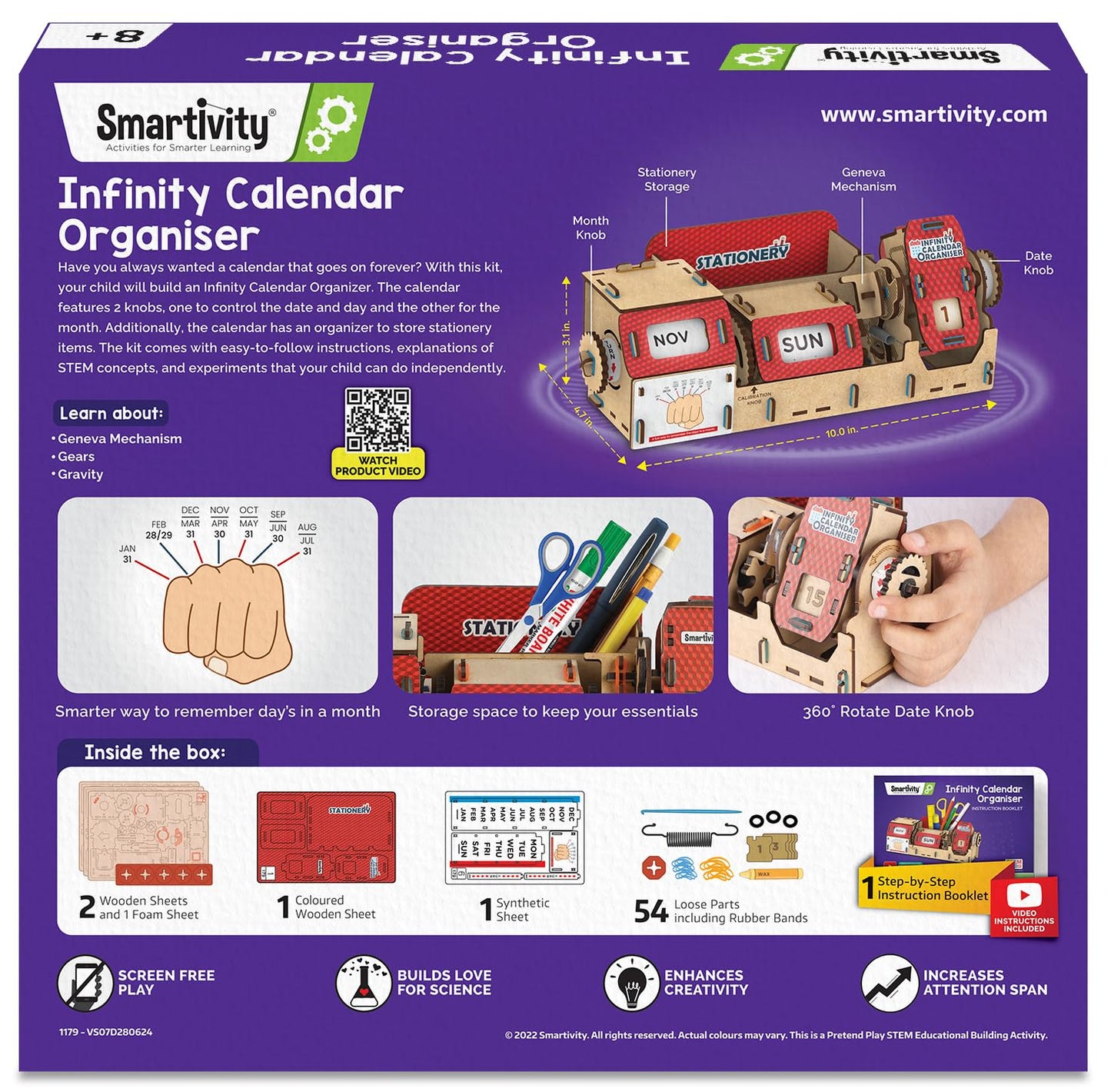 Smartivity DIY Infinity Calendar & Stationary Organizer for Kids Age 8 to 14 Years