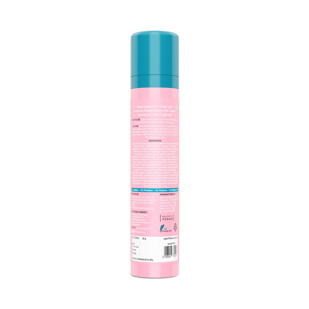 Aqualogica Radiance+ Dewy Sunscreen Cream,Watermelon & Niacinamide, Spf 50+, Pa+++, 50g
