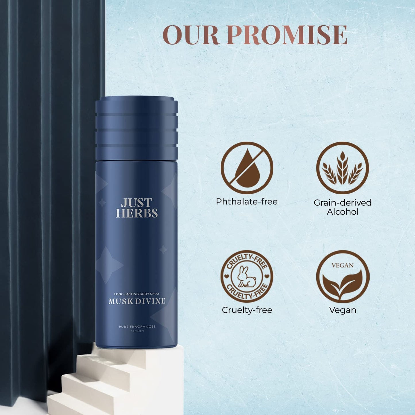 Just Herbs Long Lasting, Refreshing Body Spray 150 ml, Amber