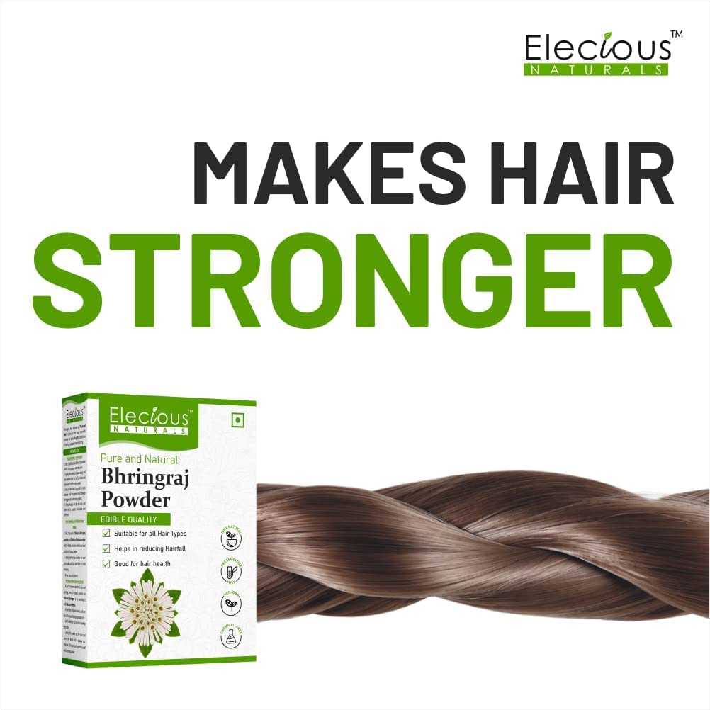 Elecious Pure Bhringraj Powder for hair growth and Eating, 200 gm