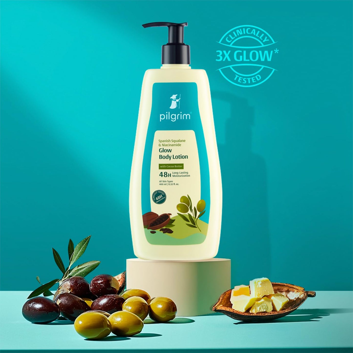 Pilgrim French Red Vine & Hyaluronic Acid Ultra Smooth Body Lotion | 48H Moisturization | Body lotion for dry skin | Infused With Shea Butter | For All Skin Types 400ml (400ml, Niacinamide Glow Body Lotion)