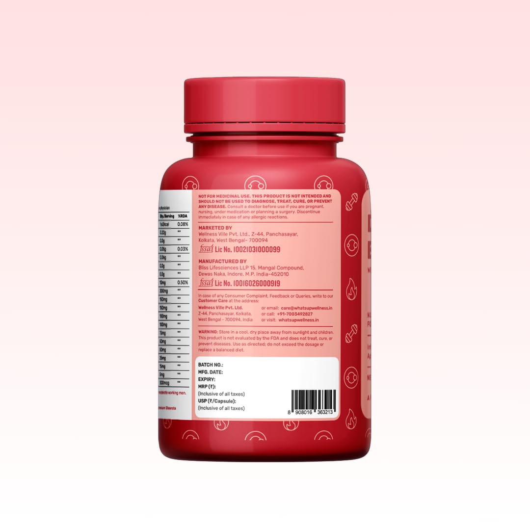 What's Up Wellness Daily Burner Capsules with CarbBliss® & ACV | Weight Loss Supplement For Women & Men | Helps Manage Cravings, Calories & Carbs | 30 Capsules