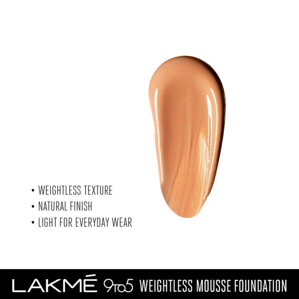 Lakmé 9 To 5 Weightless Mousse Foundation, Beige Caramel, 25G Matte Finish, 6.25 g (Pack of 4)