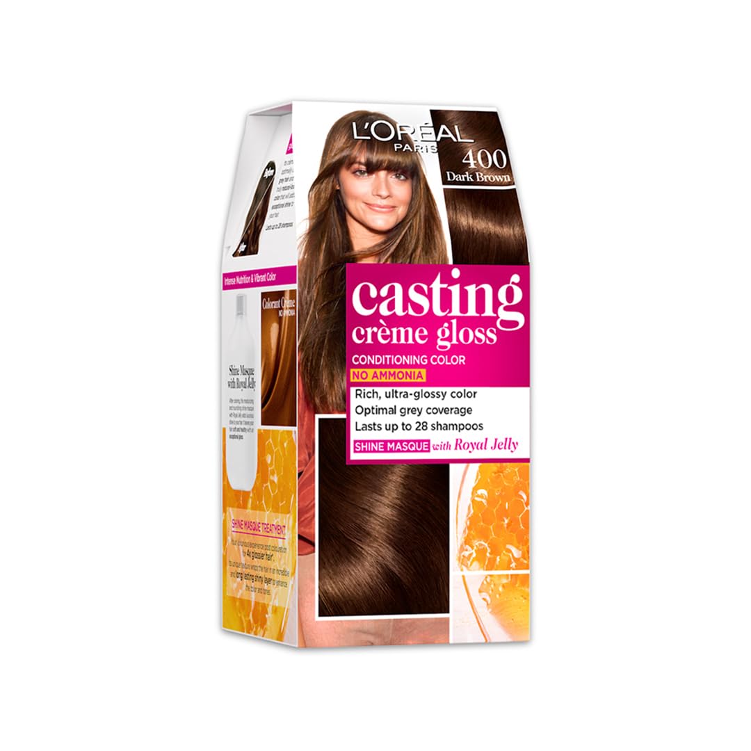 L’Oréal Paris Casting Creme Gloss Hair Color, Dark Brown 400, 87.5g+72 ml